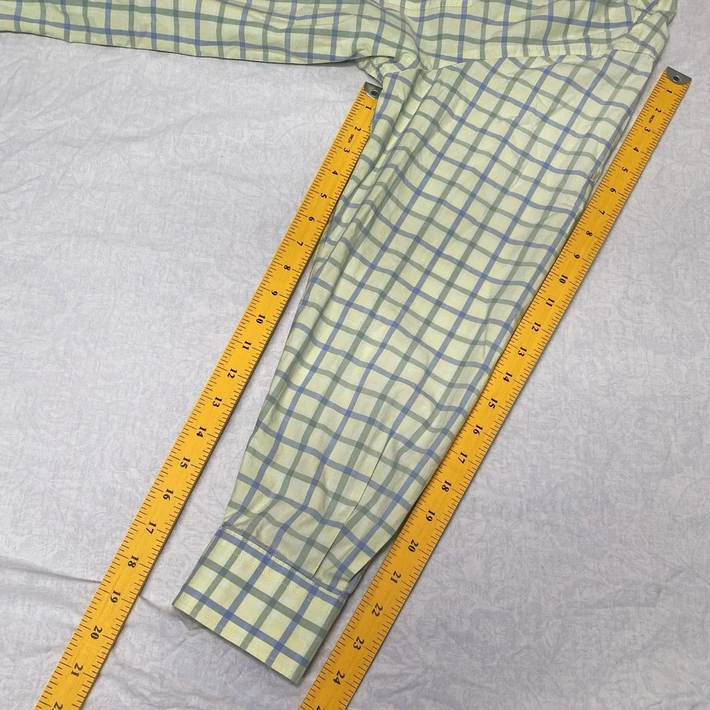 Lyle & Scott Button Down Shirt Mens XL (Est No Size Tag) Green Blue Plaid Cotton